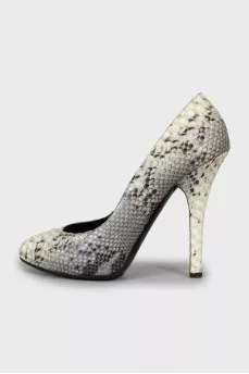 Python leather high heels
