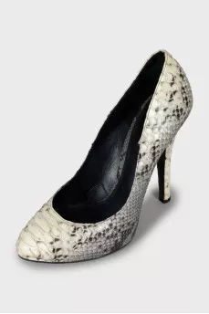 Python leather high heels