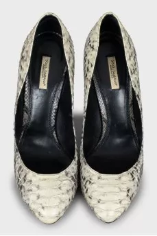 Python leather high heels