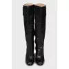 Leather boots with block heels