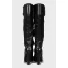 Leather boots with block heels