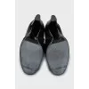 Leather boots with block heels