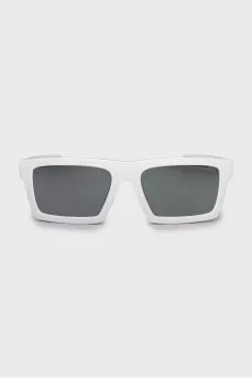 Rectangular sunglasses with logo on temples