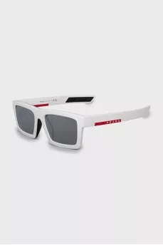 Rectangular sunglasses with logo on temples