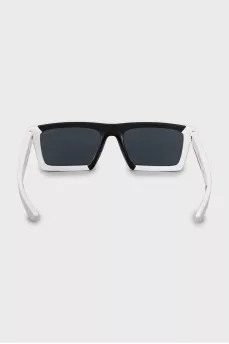 Rectangular sunglasses with logo on temples