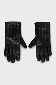Leather gloves with embossed print
