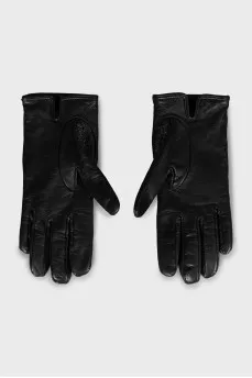 Leather gloves with embossed print