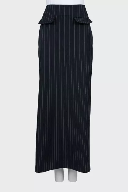 Striped Wool Maxi Skirt