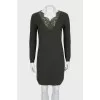 Knitted dress with a deep neckline