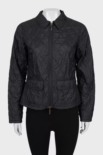 Cropped quilted jacket with collar