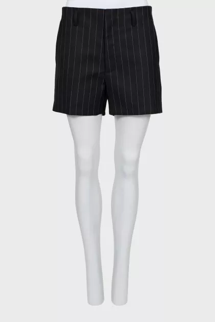 Striped wool shorts