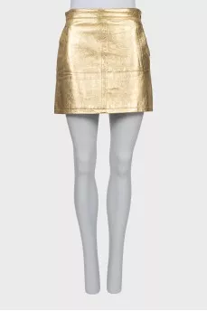 Leather skirt in gold color