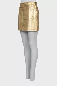 Leather skirt in gold color