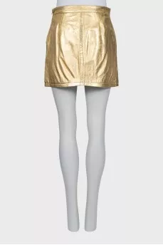 Leather skirt in gold color