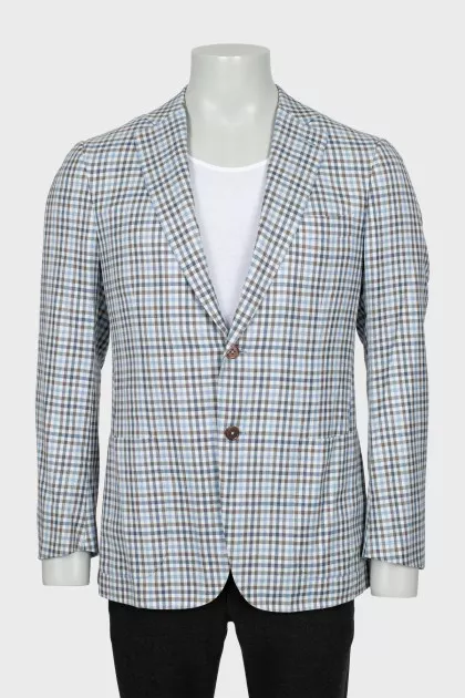 Men's Checkered Fitted Blazer