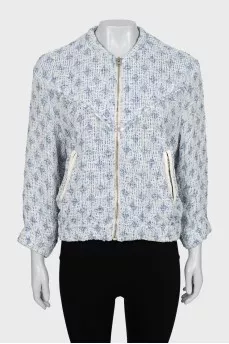 Cropped bomber jacket with silver zipper