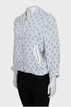 Cropped bomber jacket with silver zipper