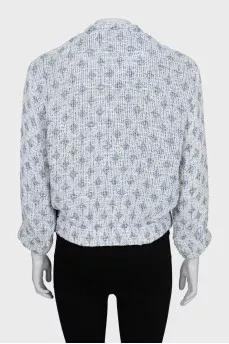 Cropped bomber jacket with silver zipper