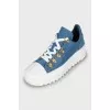 Denim sneakers with a relief sole