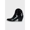 Patent leather pointed toe ankle boots