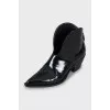 Patent leather pointed toe ankle boots