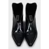 Patent leather pointed toe ankle boots