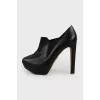 Black smooth leather ankle boots