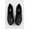 Black smooth leather ankle boots
