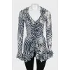 Animal print blouse with ruffles