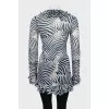 Animal print blouse with ruffles