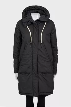 Black parka with hood