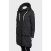 Black parka with hood