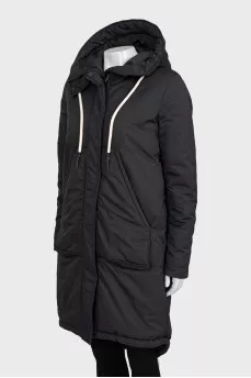 Black parka with hood