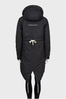 Black parka with hood