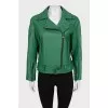 Fitted leather jacket with belt