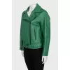 Fitted leather jacket with belt