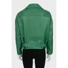 Fitted leather jacket with belt