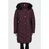 Quilted down jacket with eco-fur