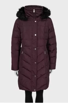 Quilted down jacket with eco-fur