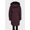 Quilted down jacket with eco-fur
