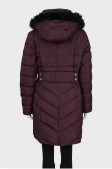 Quilted down jacket with eco-fur