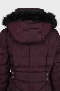 Quilted down jacket with eco-fur