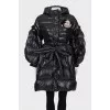 Quilted down jacket with hood and belt