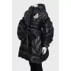 Quilted down jacket with hood and belt