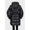 Quilted down jacket with hood and belt