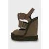 High wedge suede sandals