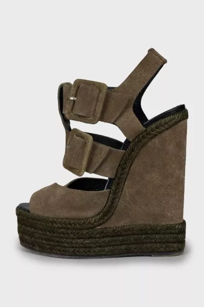 High wedge suede sandals