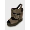 High wedge suede sandals