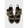High wedge suede sandals