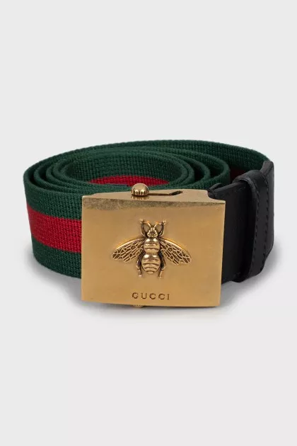 Textile belt with gold buckle
